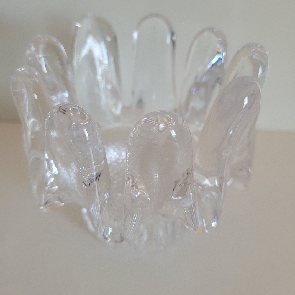 Kosta Boda Sunflower Votive Drippy Candle Holder Clear Glass Vintage MCM